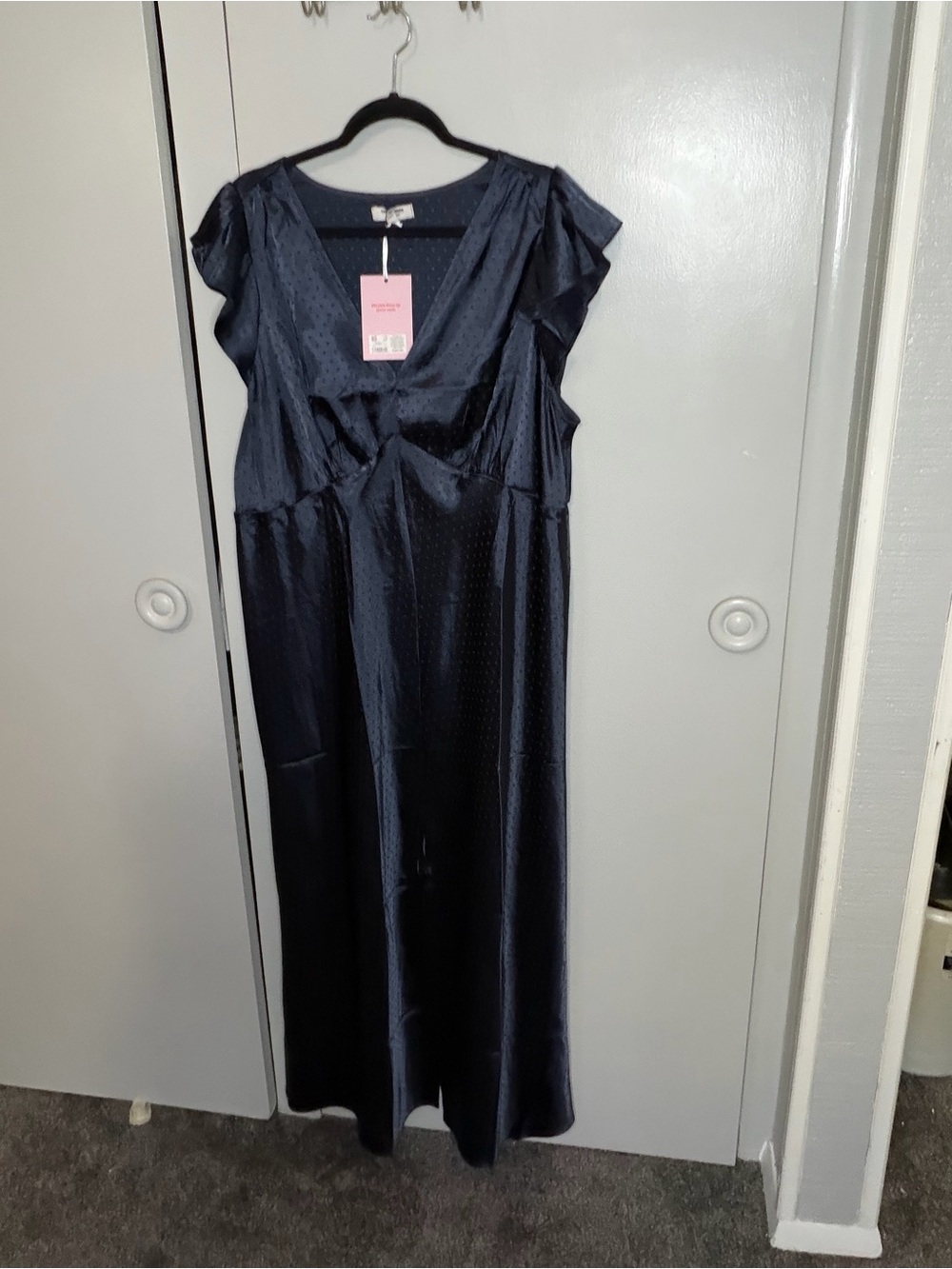 Old Navy Navy Satin Maxi Dress with Flutter Cap Sleeves